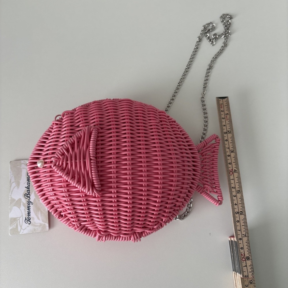 Tommy Bahama Woven Wicker Pink Fish Novelty Crossbody Bag NWT HTF - Picture 15 of 16